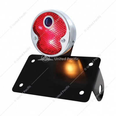 SS 1932 Ford Style Tail Light & Blue Dot Assembly With Horizontal Mounting Bracket For Motorcycle