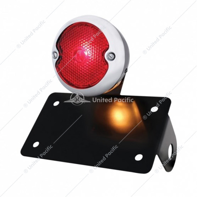 SS & Black Housing 1933 Ford Style Tail Light Assembly With Horizontal Mounting Bracket For Motorcycle