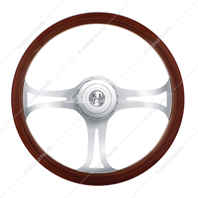 18" Blade Style Wood Steering Wheel With Hub & Horn Button Kit For Peterbilt (2006+) & Kenworth (2003+)