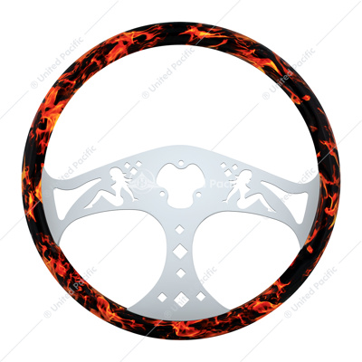 18" Flame Steering Wheel With Hydro-dip Finish Wood - Lady