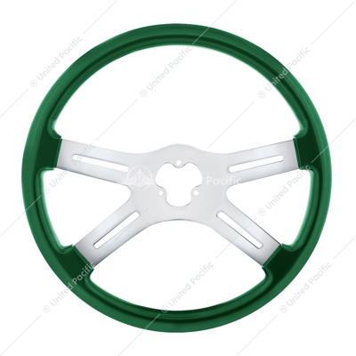 18" Vibrant Color 4 Spoke Steering Wheel - Emerald Green