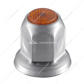 33mm X 2" Chrome Steel Reflector Nut Cover With Flange - Amber