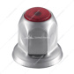 33mm X 2" Chrome Steel Reflector Nut Cover With Flange - Red