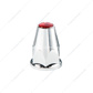 33mm X 2-3/4" Chrome Plastic Nut Covers With Flange - Push-On -Red Reflector (20-Pack)