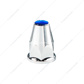 33mm X 2-3/4" Chrome Plastic Nut Covers With Flange - Push-On -Blue Reflector (Color Box of 20)