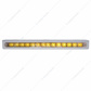 12-3/4" Stainless Light Bracket With 14 LED 12" Light Bar - Amber LED/Chrome Lens