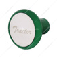 Deluxe Aluminum Screw-On Air Valve Knob With Stainless Tractor Plaque - Emerald Green