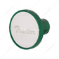 Aluminum Screw-On Air Valve Knob With Stainless Tractor Plaque - Emerald Green