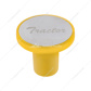 Aluminum Screw-On Air Valve Knob With Stainless Tractor Plaque - Electric Yellow