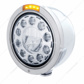 Stainless Bullet Half Moon Headlight 11 LED Bulb & Dual Mode LED Signal - Amber Lens