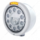 Stainless Classic Half Moon Headlight 11 LED Bulb & LED Signal - Amber Lens