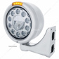 Stainless Classic Half Moon Headlight 11 LED Bulb & LED Signal - Amber Lens