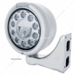 Stainless Classic Half Moon Headlight 11 LED Bulb & LED Signal - Clear Lens