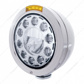 Stainless Bullet Classic Headlight 11 LED Bulb With LED Signal - Amber Lens