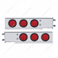 3-3/4" Bolt Pattern Chrome Spring Loaded Light Bar With 6X 4" Lights - Red Lens (Pair)