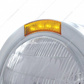 Stainless Steel Bullet Half Moon Headlight 6014 Bulb & LED Turn Signal - Amber Lens