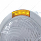 Stainless Steel Bullet Half Moon Headlight H6024 Bulb & LED Turn Signal - Amber Lens