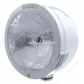 Stainless Steel Bullet Half Moon Headlight H6024 Bulb & LED Turn Signal - Clear Lens