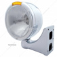 Stainless Steel Classic Half Moon Headlight H4 Bulb & LED Turn Signal