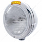 Stainless Steel Classic Headlight 6014 Bulb & LED Turn Signal - Amber Lens