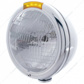 Stainless Steel Classic Headlight H6024 Bulb & LED Turn Signal - Amber Lens