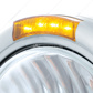 Stainless Steel Classic Half Moon Headlight H4 With LED Turn Signal - Amber LED/Lens