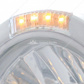 Stainless Steel Bullet Half Moon Headlight H4 With 10 Amber LED & Dual Mode LED Signal-Clear Lens