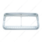 14 LED Chrome Rectangular Dual Headlight Bezel With Visor - White LED/Clear Lens