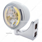 Stainless Steel Guide 682-C Style Headlight H4 Bulb With 34 Amber LED