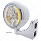 Chrome Guide 682-C Style Headlight H4 Bulb With 34 Amber LED