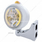 Stainless Steel Guide 682-C Headlight H4 With Amber LED & Dual Mode LED Signal-Amber Lens