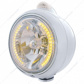 Stainless Steel Guide 682-C Headlight H4 With Amber LED & Dual Mode LED Signal-Clear Lens