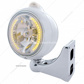 Stainless Steel Guide 682-C Headlight H4 With 34 Amber LED & LED Signal - Clear Lens