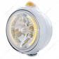 Chrome Guide 682-C Headlight H4 With Amber LED & Dual Mode LED Signal - Amber Lens