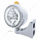 Stainless Steel Guide 682-C Headlight H4 With White LED & Dual Mode LED Signal - Amber Lens