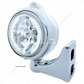 Stainless Steel Guide 682-C Headlight H4 With White LED & Dual Mode LED Signal - Clear Lens