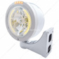 Stainless Steel Bullet Half Moon Headlight H4 With Amber LED & Dual Mode LED Signal-Clear Lens