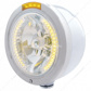 Stainless Steel Bullet Half Moon Headlight H4 With Amber LED & Signal - Amber Lens