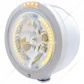 Stainless Steel Bullet Half Moon Headlight H4 With Amber LED & Signal - Clear Lens