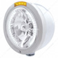 Stainless Steel Bullet Half Moon Headlight H4 With White LED & Dual Mode LED Signal-Amber Lens