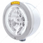 Stainless Steel Bullet Half Moon Headlight H4 With White LED & Signal - Amber Lens