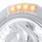 Stainless Steel Bullet Half Moon Headlight H4 With White LED & Signal - Clear Lens