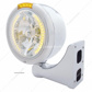 Stainless Steel Classic Half Moon Headlight H4 With Amber LED & Signal