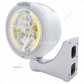 Stainless Steel Classic Half Moon Headlight H4 With Amber LED & Dual Mode LED Signal-Clear Lens