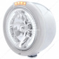 Stainless Steel Classic Half Moon Headlight H4 With White LED & Signal
