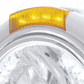 Stainless Steel Classic Half Moon Headlight H4 With White LED & Signal - Amber Lens
