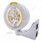 Stainless Steel Bullet Classic Headlight H4 With Amber LED & Dual Mode LED Signal - Amber Lens