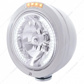 Stainless Steel Bullet Classic Headlight H4 With White LED & Dual Mode LED Signal-Clear Lens