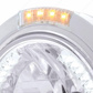 Stainless Steel Bullet Classic Headlight H4 With White LED & Signal - Clear Lens