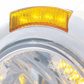 Stainless Steel Classic Headlight H4 With 34 Amber LED & Dual Mode LED Signal - Amber Lens